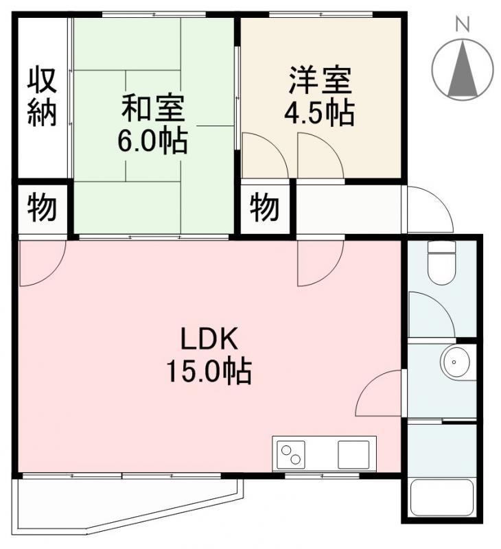 第1コーポ浅田(2LDK/3階)の間取り写真