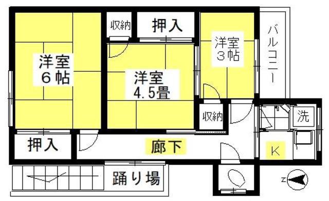 I・Iハイツ(3K/2階)の間取り写真