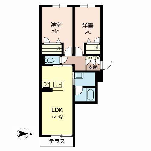 グランメゾン 三木(2LDK/1階)の間取り写真