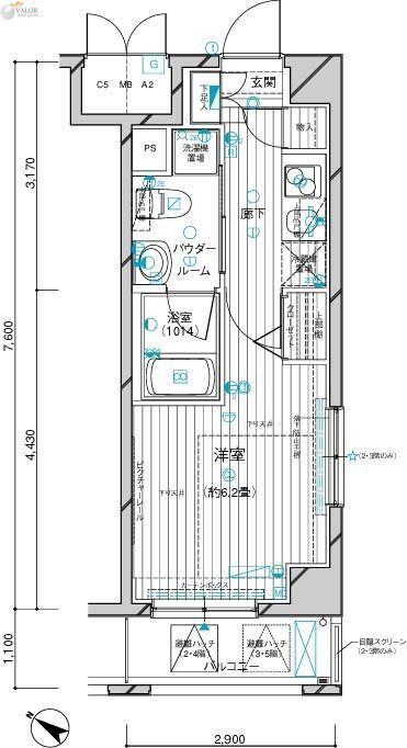 メインステージ川崎III(1K/3階)の間取り写真