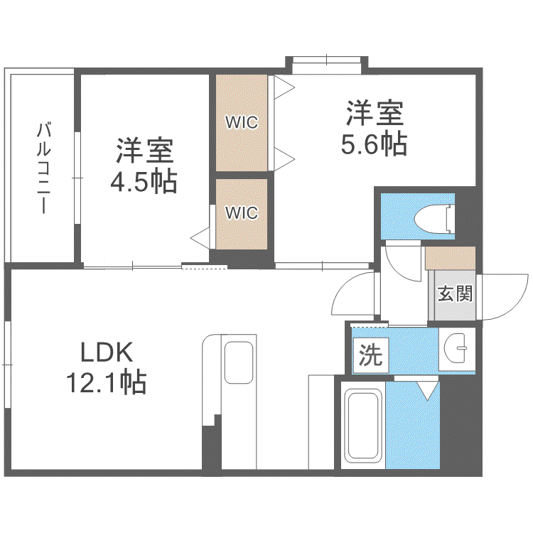 LUXCAS大橋(2LDK/2階)の間取り写真