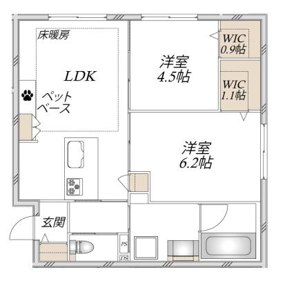 LA MAISON MATE 壱番館(2LDK/1階)の間取り写真
