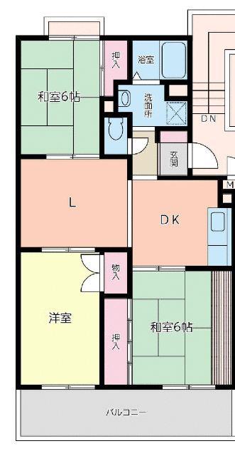 トリヴァンベール原木中山(3LDK/3階)の間取り写真