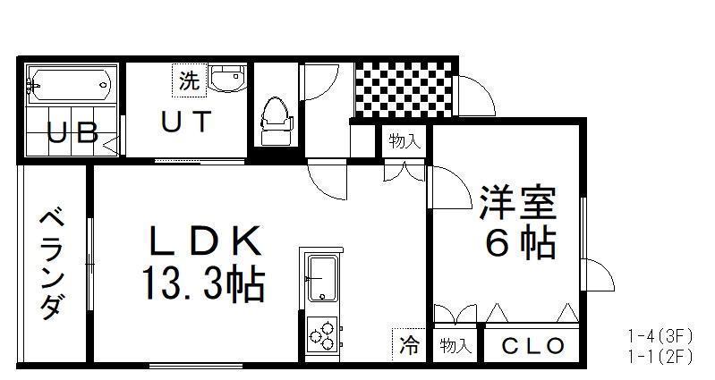 ふぁみぃゆ1(1LDK/3階)の間取り写真