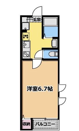 スプリングヒルズ(1K/2階)の間取り写真