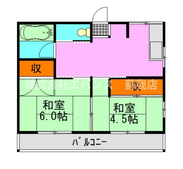 ひぐらし荘(2K/2階)の間取り写真