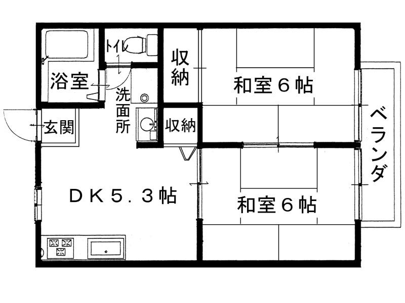 ドイツ村13号地(2DK/2階)の間取り写真