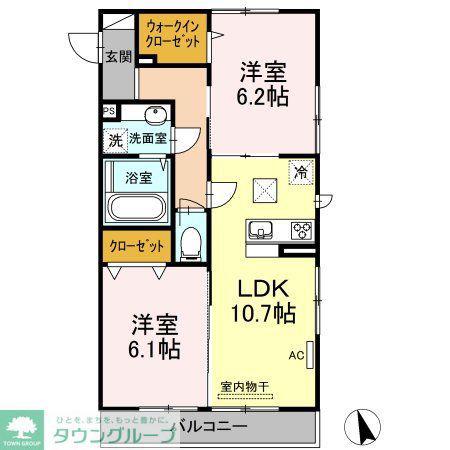 楓III(2LDK/1階)の間取り写真