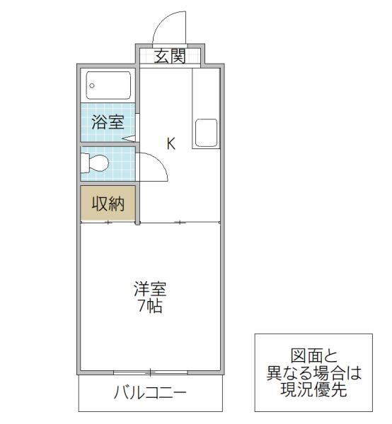 カンファート茨城大(1K/4階)の間取り写真
