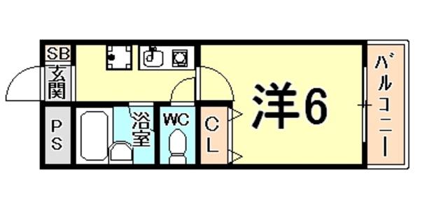 パルメーラ甲子園口(1K/4階)の間取り写真