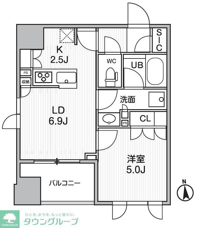 シーズンフラッツ新御徒町(1LDK/4階)の間取り写真