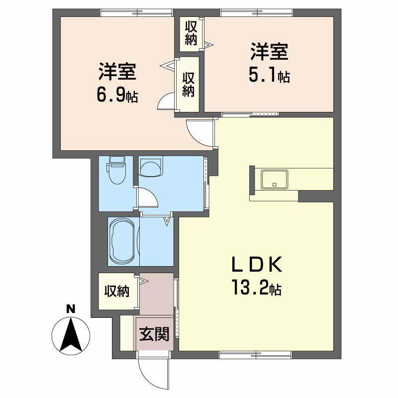 シャーメゾンディアス川内 A棟(2LDK/1階)の間取り写真