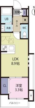LUANAII(1LDK/3階)の間取り写真