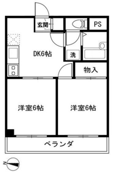 アウローラレジデンス(2LDK/4階)の間取り写真