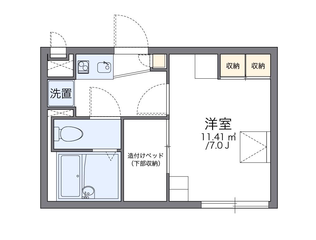 レオパレスタウンコート北田辺II(1K/2階)の間取り写真