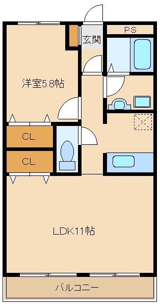 アウステル芝久保(1LDK/1階)の間取り写真