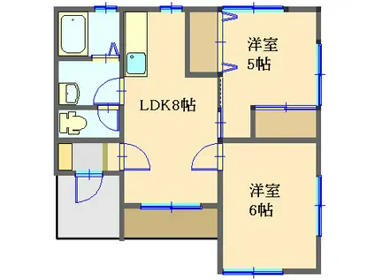 スクエアパークアパートメント II(2DK/2階)の間取り写真