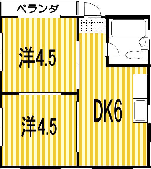ポラリス桜井III(2DK/2階)の間取り写真