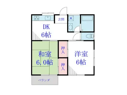 ブルークレール(2DK/2階)の間取り写真