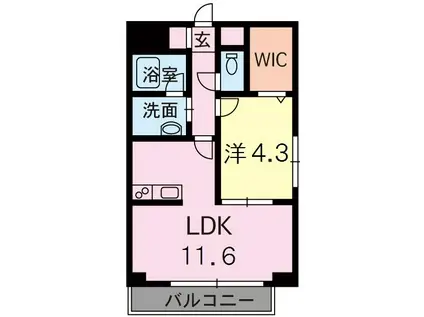 ドルチェ新町(1LDK/4階)の間取り写真