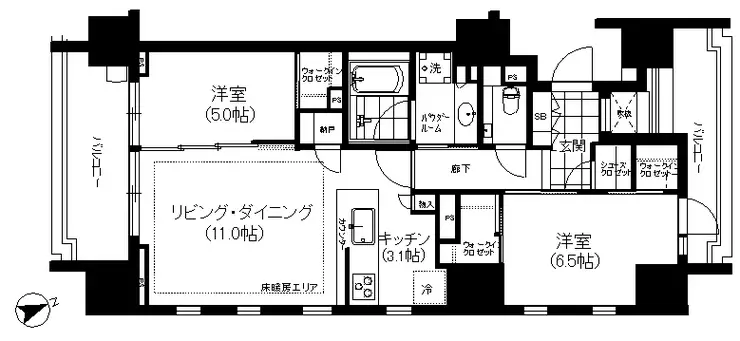 シティハウス恵比寿伊達坂 5階階 間取り