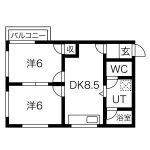 パレス第4豊田(2DK/2階)の間取り写真