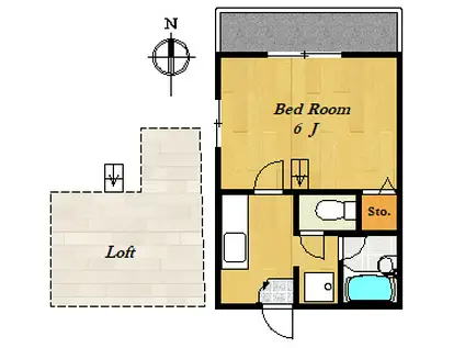 ヴェールハギナカ(1K/2階)の間取り写真