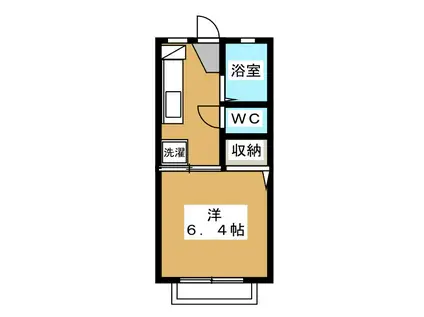 カーサ前原A棟(1K/2階)の間取り写真
