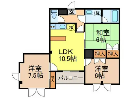 東塙田ロイヤルパレス(3LDK/2階)の間取り写真