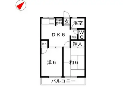 ファミーユ新幸楽(2DK/1階)の間取り写真