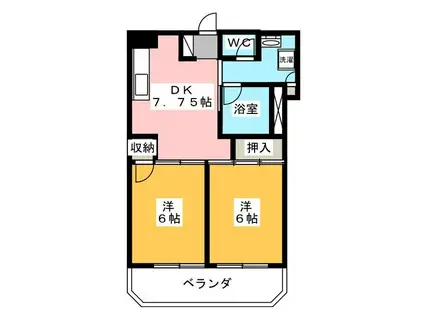 松波ハイツ(2DK/2階)の間取り写真