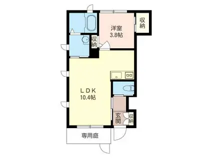 ヴァンヴェール高鼻(1LDK/1階)の間取り写真