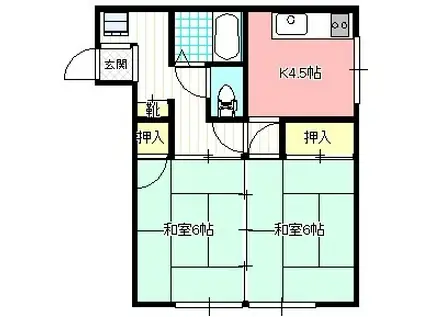 原建設アパート(2DK/4階)の間取り写真