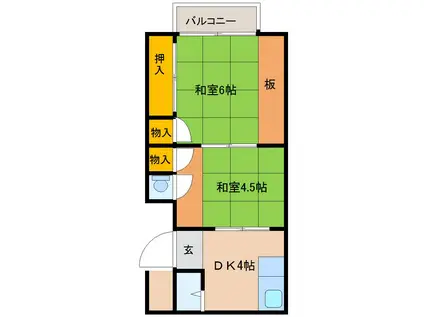 川口第一アパート(2DK/1階)の間取り写真