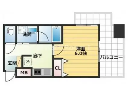 ISM谷町六丁目旧プライムアーバン安堂寺(1K/5階)の間取り写真