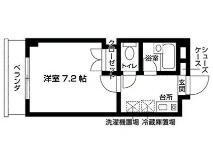 リバーウエスト(1K/2階)の間取り写真