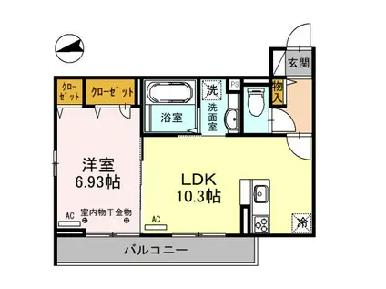 セッティエーム高崎 A(1LDK/2階)の間取り写真