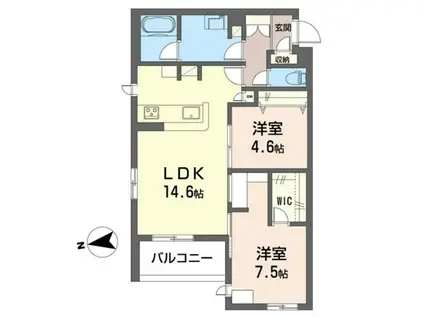 コモド稲田堤II(2LDK/2階)の間取り写真