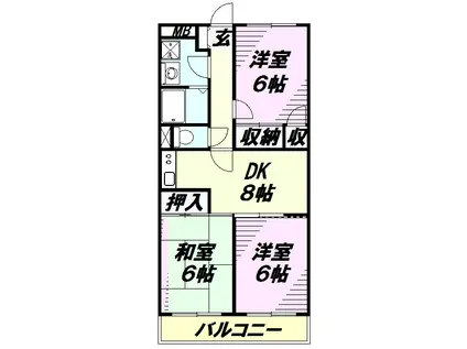 サンライズマンション(3DK/4階)の間取り写真