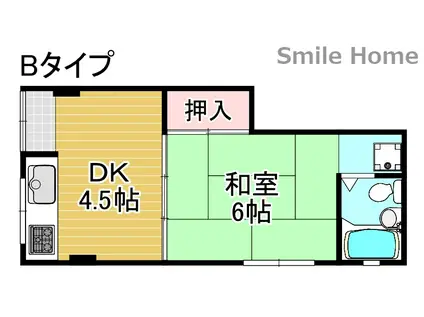 第2おくひらマンション(1DK/1階)の間取り写真