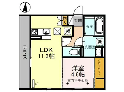 D-ROOM羅漢町(1LDK/1階)の間取り写真