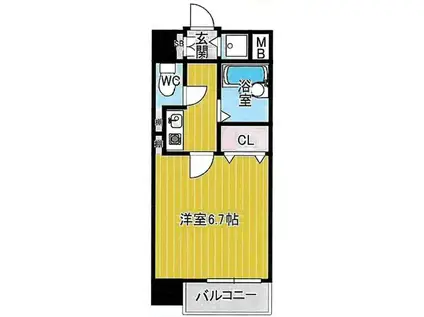 パラシオ塚本III(1K/6階)の間取り写真
