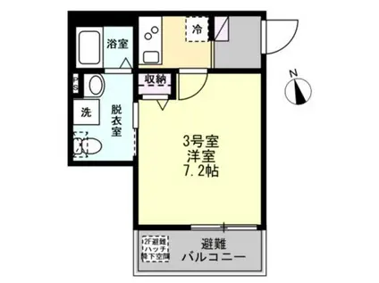 ベイルーム横須賀フローレンス(1K/3階)の間取り写真