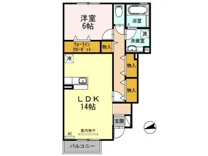 D-ROOM AS A棟(1LDK/1階)の間取り写真