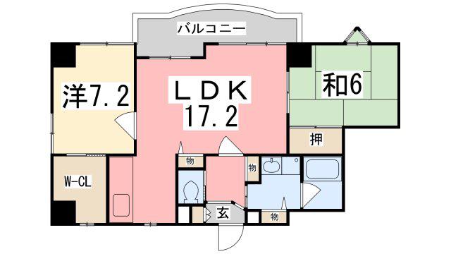 サンテデーレしかま(2LDK/9階)の間取り写真