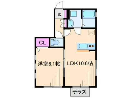 ボヌール新横浜A(1LDK/1階)の間取り写真
