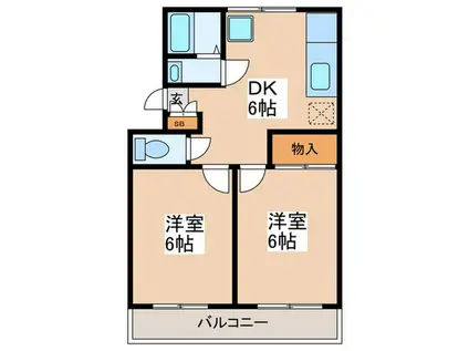 関根コーポ(2DK/1階)の間取り写真