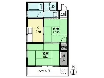 白山荘B棟(2K/2階)の間取り写真