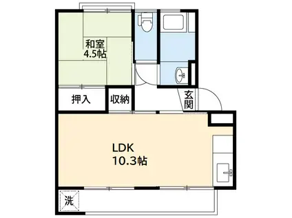 レジデンスさくら(1LDK/1階)の間取り写真
