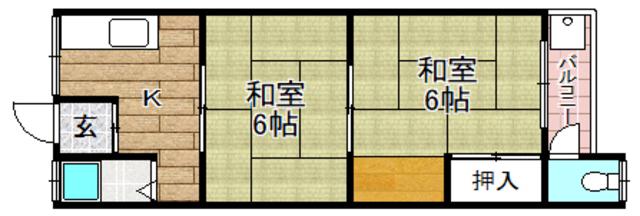 川添ハイツ(2K/2階)の間取り写真